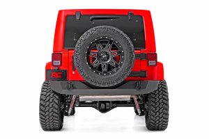 Jeep Wrangler Rear Bumper - Rough Country - Full Width with Tire Carrier, Heavy-Duty - Satin Black - '07-'17 Jeep Wrangler Rear Bumper - Rough Country - Full Width with Tire Carrier, Heavy-Duty - Satin Black - '07-'17